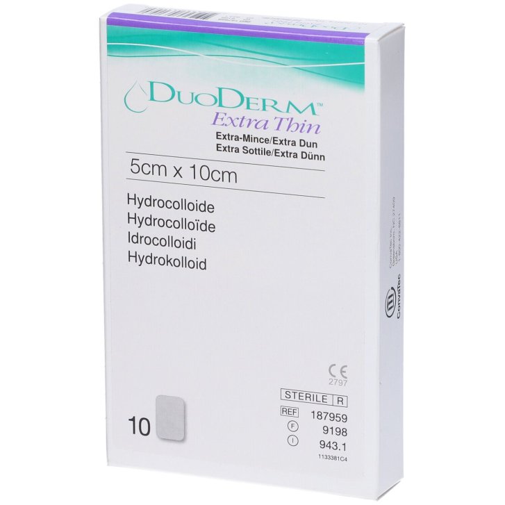 DuoDERM Extra Sottile Medicazione Idrocolloidale Sterile 10x5 cm 10 Pezzi - Convatec Italia