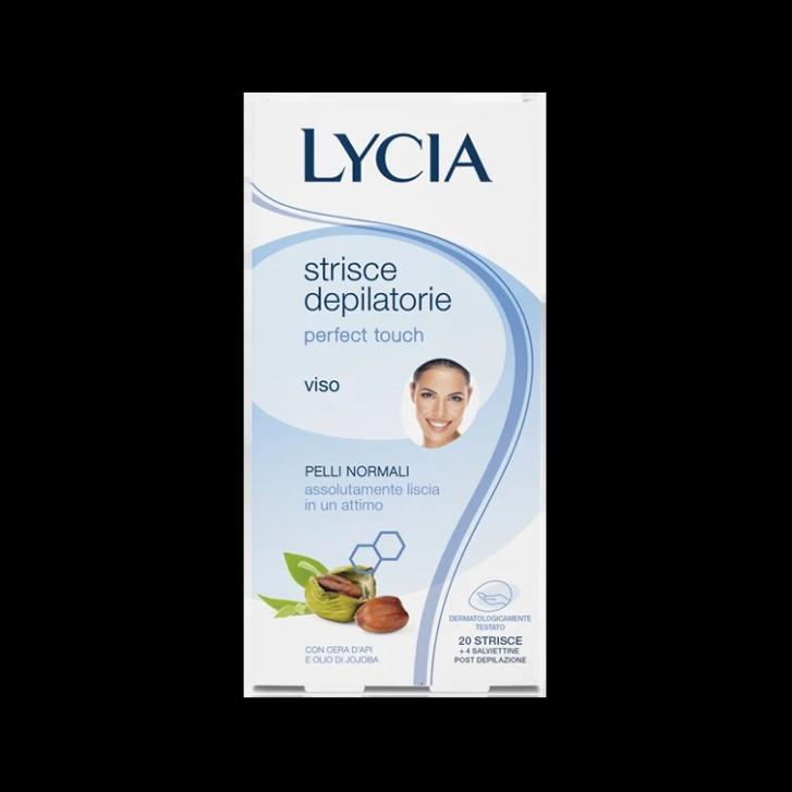Lycia Perfect Touch Strisce Depilatorie Viso con Cera d\'Api e Olio di Jojoba 20 Strisce + 4 Salviettine - Lycia
