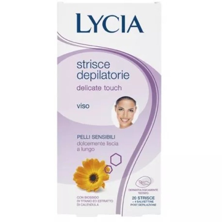 Lycia Delicate Touch Strisce Depilatorie Viso 20 pezzi + 4 Salviettine Post-Epilazione - Sodalco