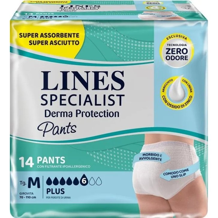 Lines Specialist Pannoloni per Incontinenza con Crema all\'Ossido di Zinco e Tecnologia Zero Odore 14 Pezzi Taglia M