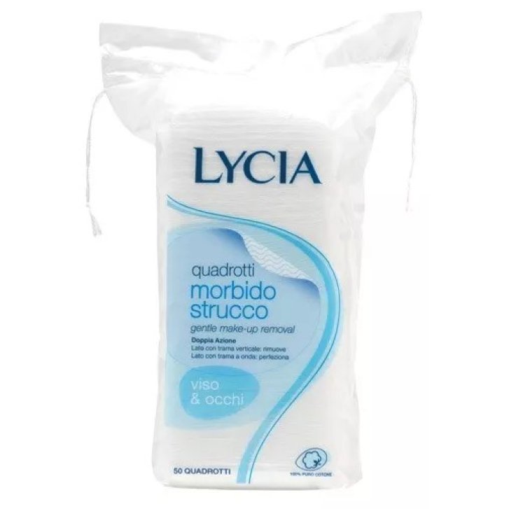 Lycia Quadrotti Struccanti in Puro Cotone 100% con Doppia Trama Viso e Occhi 50 Pezzi - Lycia