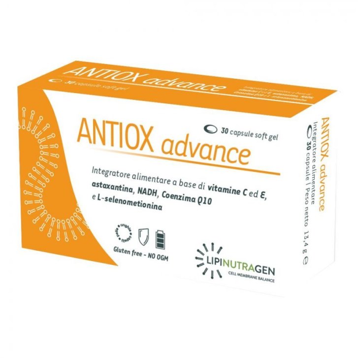 Antiox Advance Integratore Antiossidante con Vitamine C E Coenzima Q10 30 Capsule Softgel - Lipinutragen