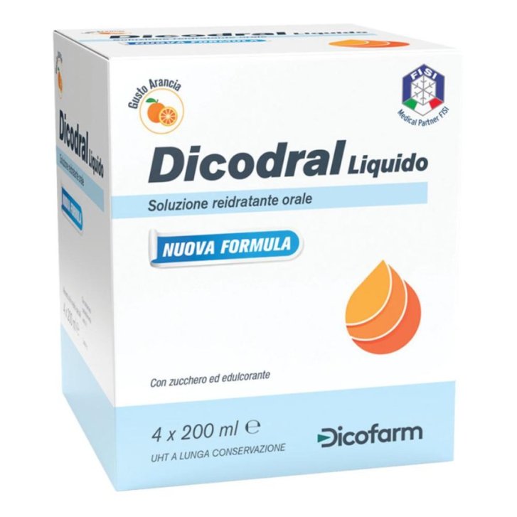 Dicodral Liquido Soluzione Reidratante Orale per Diarrea 4x200 ml - Dicofarm