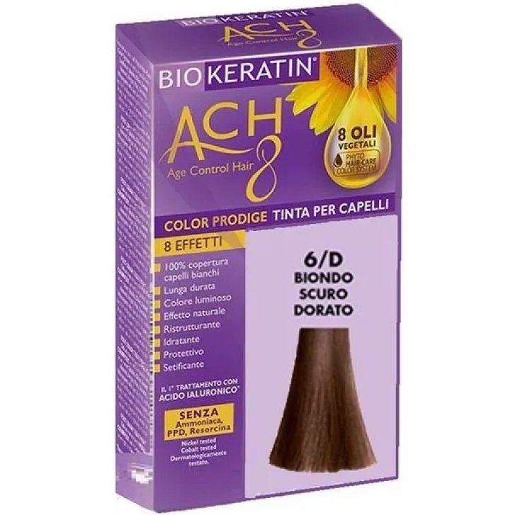 Biokeratin ACH8 Color Prodige Tinta per Capelli con Acido Ialuronico e 8 Oli Vegetali 6/D Biondo Scuro Dorato - Biokeratin