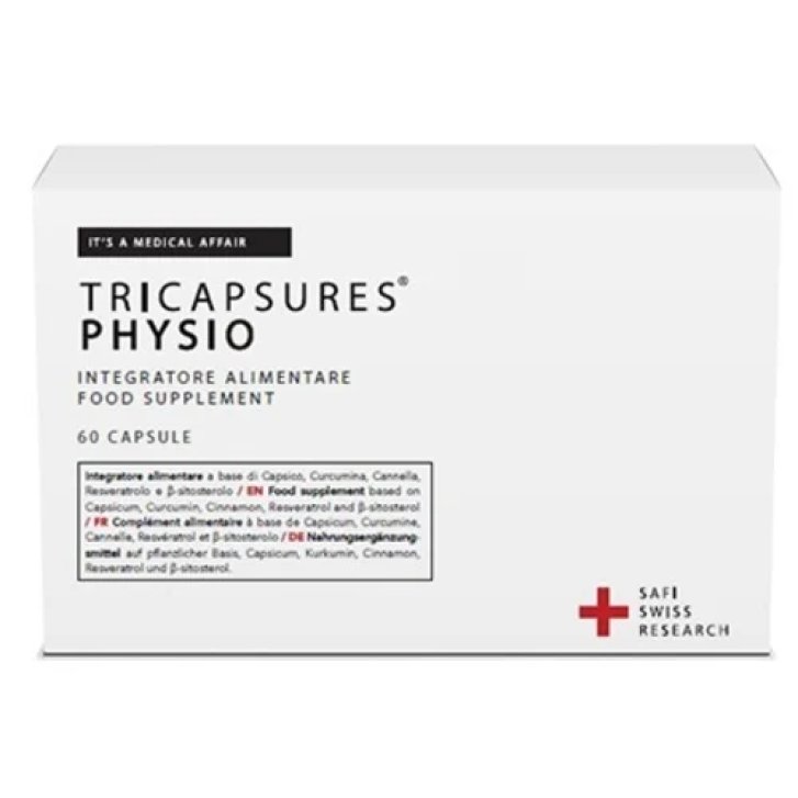 Tricapsures Physio Integratore Alimentare con Capsico Curcuminoidi e Resveratrolo 60 Capsule - Safi Medical Care Srl