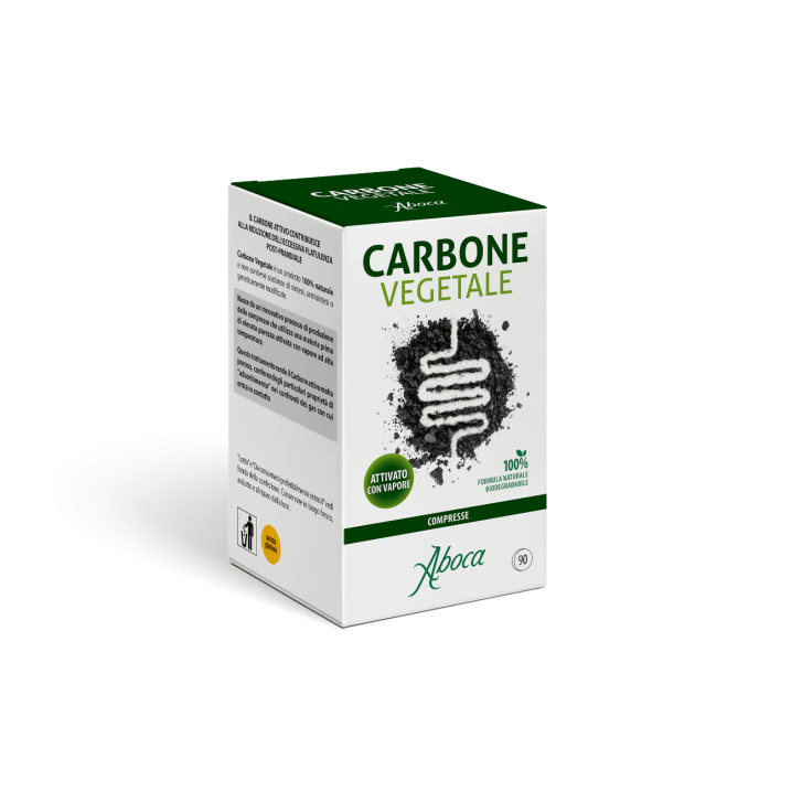 Carbone Vegetale Integratore per Flatulenza Post-Prandiale 90 Compresse - Aboca