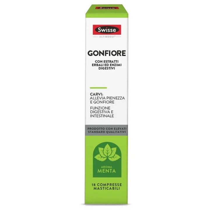 Swisse Gonfiore Integratore per Digestione e Gonfiore Addominale 18 Compresse Masticabili - Swisse