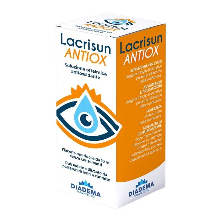 Lacrisun Antiox Soluzione Oftalmica Antiossidante con Riboflavina e Acido Ialuronico 10 ml - Diadema Farmaceutici Srl Lacrisun Antiox Soluzione Oftalmica Antiossidante con Riboflavina e Acido Ialuronico 10 ml - Diadema Farmaceutici Srl