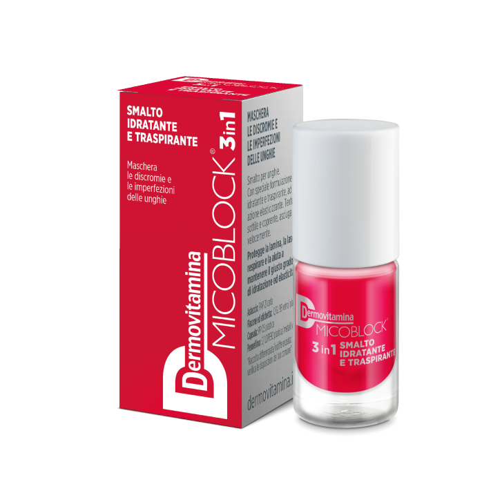 Dermovitamina Micoblock 3 In 1 Smalto Idratante Traspirante Rosso 5ml - Dermovitamina