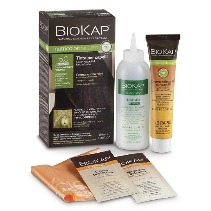 Biokap Nutricolor Delicato Rapid Tinta 5.0 Castano Chiaro Naturale 135 ml - Bios Line Biokap Nutricolor Delicato Rapid Tinta 5.0 Castano Chiaro Naturale 135 ml - Bios Line