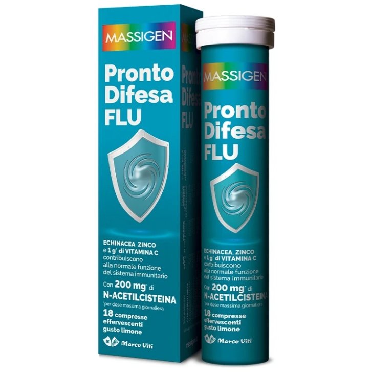 Massigen Pronto Difesa Flu Integratore per Difese Naturali con Echinacea e Vitamina C 18 Compresse - Massigen