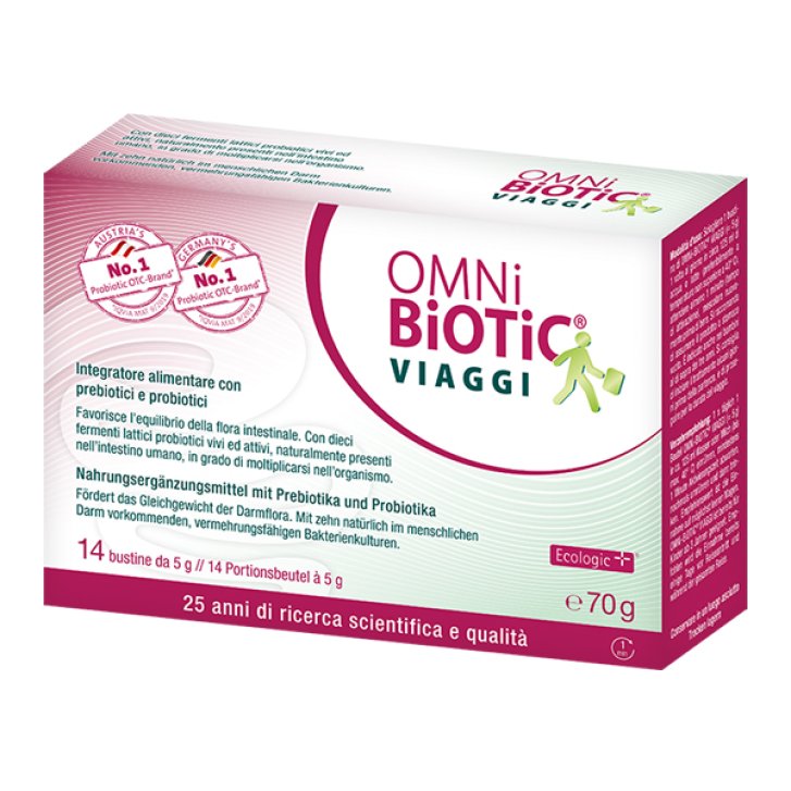 Omni Biotic Viaggi Integratore con Probiotici e Prebiotici 14 Bustine 5g