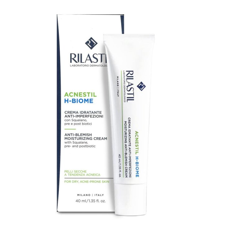 Rilastil Acnestil H-Biome Crema Idratante Anti-Imperfezioni con Squalano e Pre Post-Biotici 40ml - Rilastil