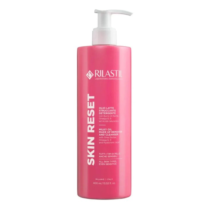 Rilastil Skin Reset Olio Latte Struccante Detergente con Burro di Karitè e Acido Ialuronico 400 ml - Rilastil