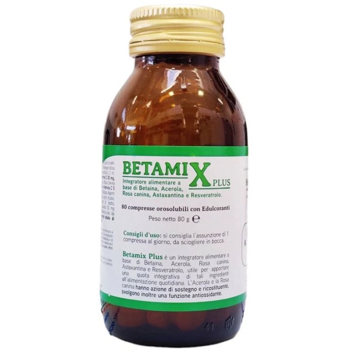 Betamix Plus Integratore con Betaina Acerola e Astaxantina 80 Compresse Orosolubili - HERBOPLANET Betamix Plus Integratore con Betaina Acerola e Astaxantina 80 Compresse Orosolubili - HERBOPLANET