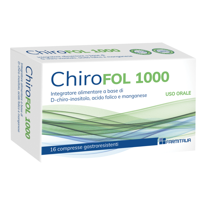 Chirofol 1000 Integratore Alimentare con D-Chiro-Inositolo Acido Folico e Manganese 16 Compresse Gastroresistenti - Farmitalia Srl - Soc. Unipers.