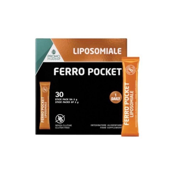 Ferro Liposomiale Pocket Integratore per Stanchezza e Affaticamento 30 Stick da 2 g - Promopharma