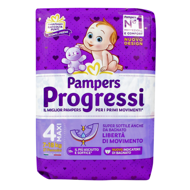 Pampers Progressi Pannolino Ultra Sottile con Rete Super Assorbente 21 Pezzi - PAMPERS