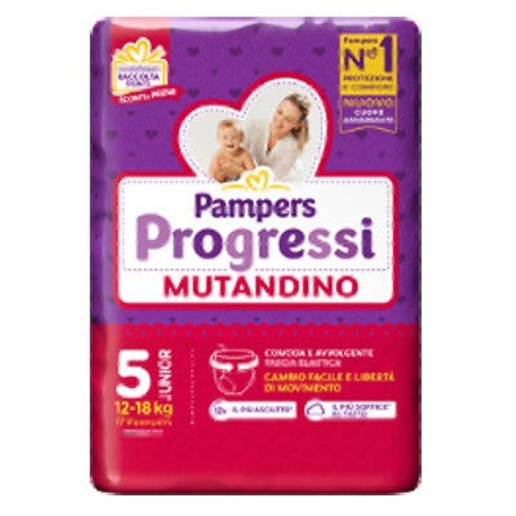 Pampers Progressi Mutandino con Cuore Assorbente Comoda Fascia Elastica 17 Pannolini - Pampers