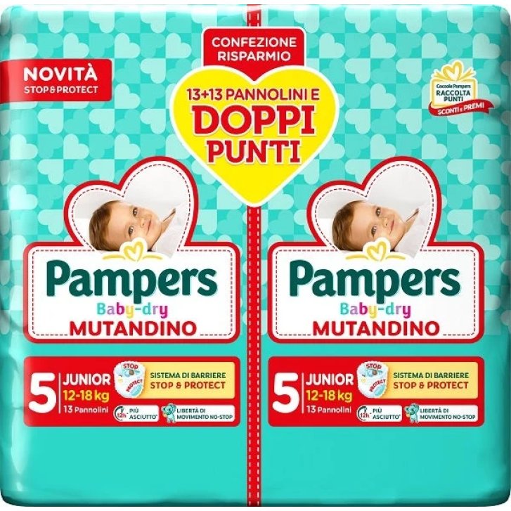 Pampers Baby Dry Pannolino Mutandina Junior con Fascia Elastica 360° 26 Pezzi - Pampers
