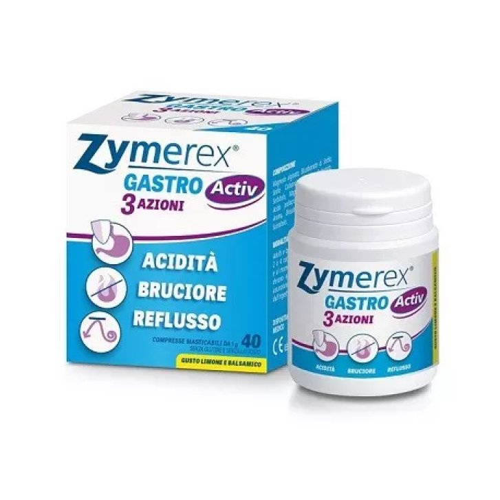 Zymerex Gastro Activ 3 Azioni Dispositivo Medico per Reflusso 40 Compresse Masticabili - ZYMEREX Zymerex Gastro Activ 3 Azioni Dispositivo Medico per Reflusso 40 Compresse Masticabili - ZYMEREX