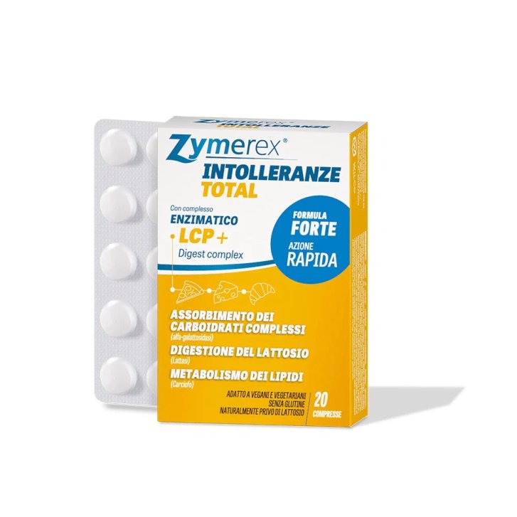 Zymerex Intolleranze Total Integratore Digestione con Enzimi e Estratti Vegetali 20 Compresse - Zymerex