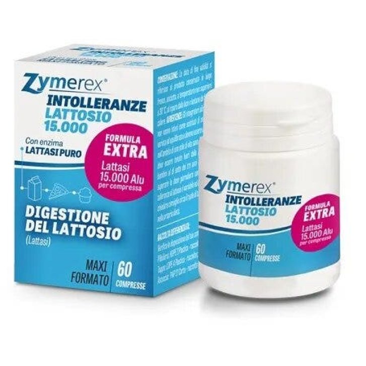 Zymerex Intolleranze Lattosio 15.000 Integratore con Lattasi 60 Compresse - Wilco Farma
