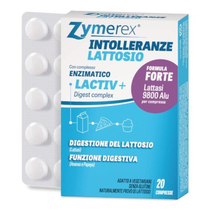 Zymerex Intolleranze Lattosio Integratore con Lattasi per Digestione 20 Compresse - ZYMEREX Zymerex Intolleranze Lattosio Integratore con Lattasi per Digestione 20 Compresse - ZYMEREX