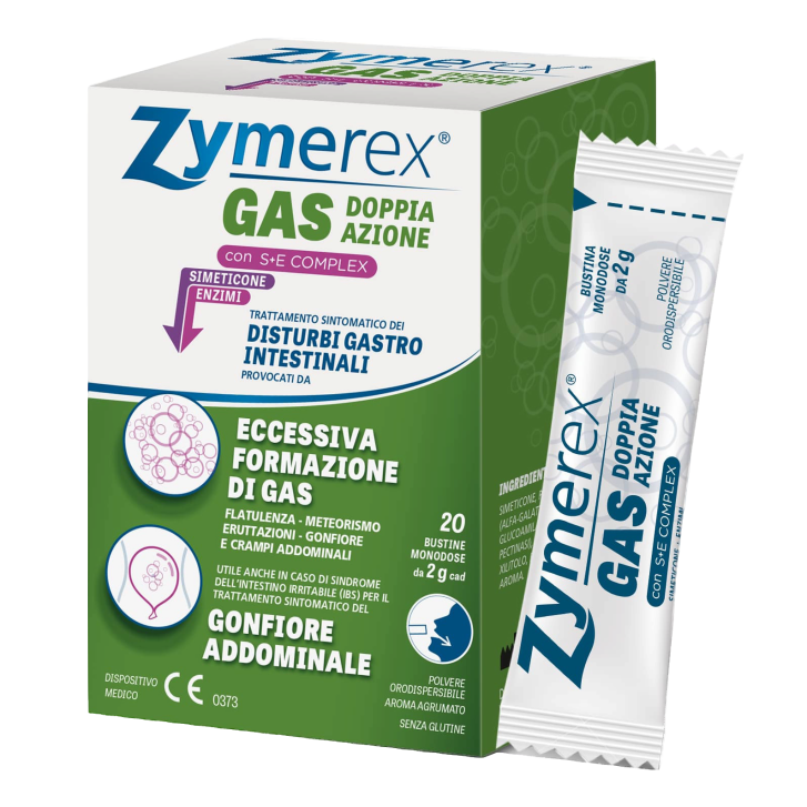 Zymerex Gas Doppia Azione Dispositivo Medico per Gonfiore Addominale 20 Bustine da 2 g - ZYMEREX Zymerex Gas Doppia Azione Dispositivo Medico per Gonfiore Addominale 20 Bustine da 2 g - ZYMEREX
