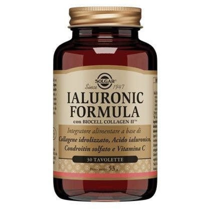 IALURONIC FORMULA Integratore Collagene e Acido Ialuronico Senza Glutine 30 Tavolette - Solgar
