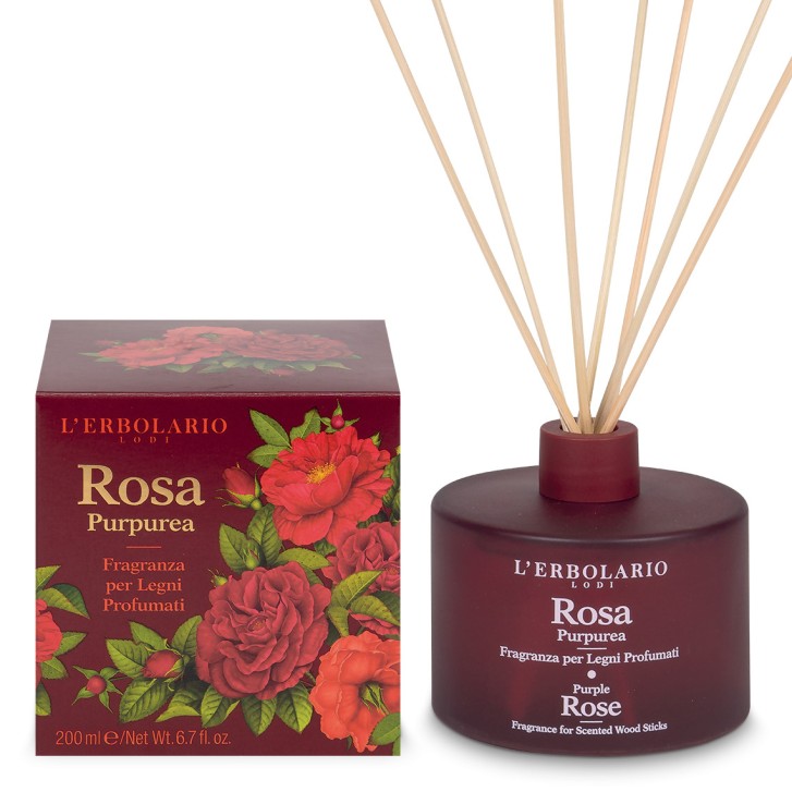 Rosa Purpurea Fragranza per Legni Profumati con Bastoncini 200 ml - L\'Erbolario