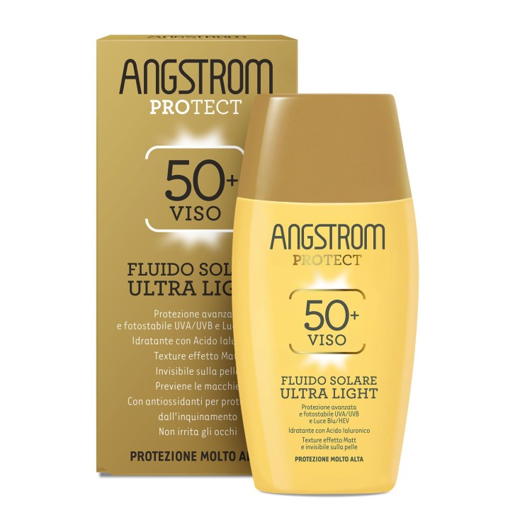 Fluido solare viso SPF50+ resistente all\'acqua ultra leggero - Angstrom