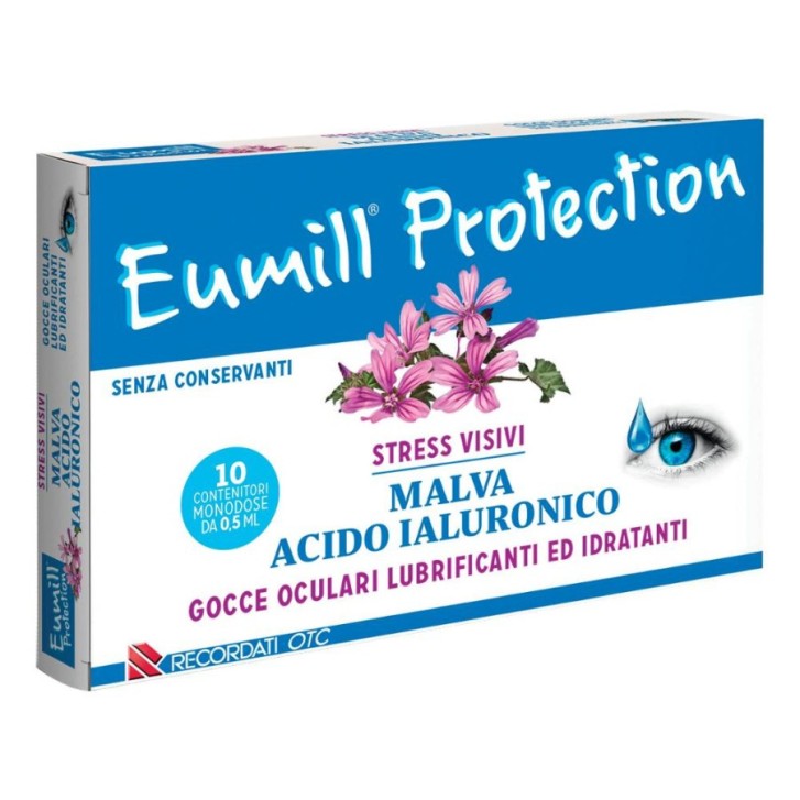 EUMILL Protection Gocce Oculari Malva e Acido Ialuronico Senza Conservanti 10x0,5ml