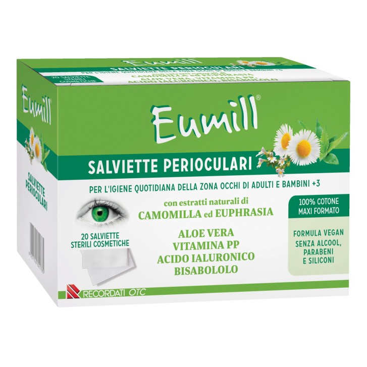 Salviette Perioculari Rinfrescanti per Occhi Sensibili 20 Pezzi Monodose - Eumill