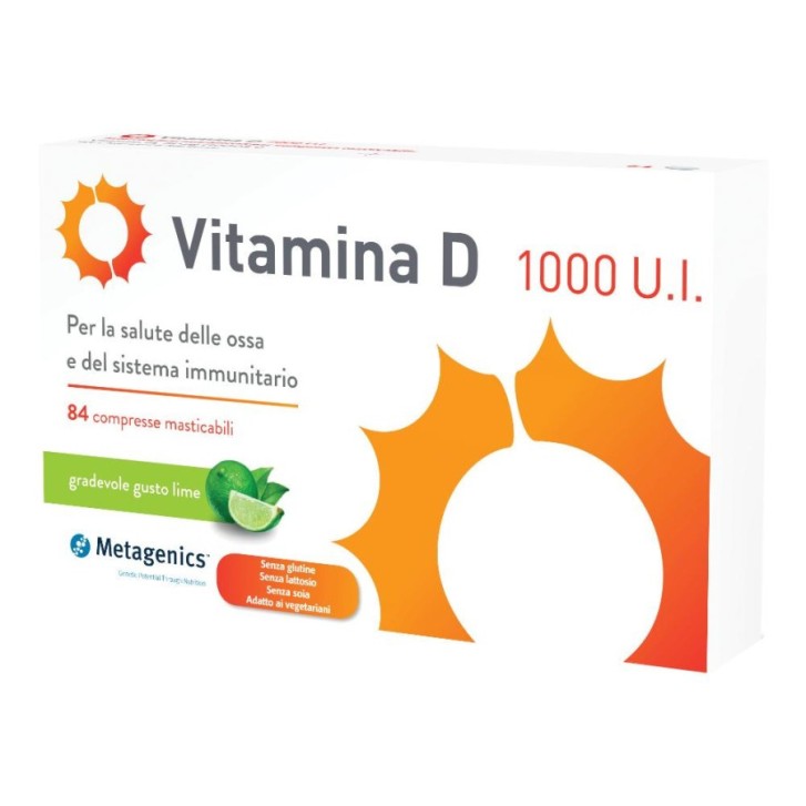 Vitamina D 1000 UI Integratore 84 Compresse Masticabili Gusto Lime Senza Glutine - Metagenics