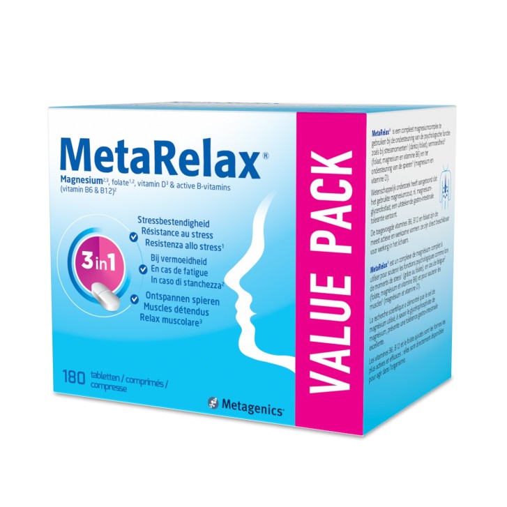 MetaRelax Integratore Magnesio e Vitamine B6 B12 D3 Senza Glutine 180 Compresse - Metagenics