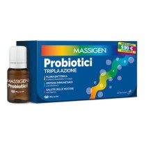 Probiotici Tripla Azione Integratore 8 Miliardi 10 Flaconcini con Vitamina D - Massigen