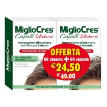 MiglioCres Integratore Capelli Uomo Anti-Caduta e Ricrescita 120 capsule - F&F Srl