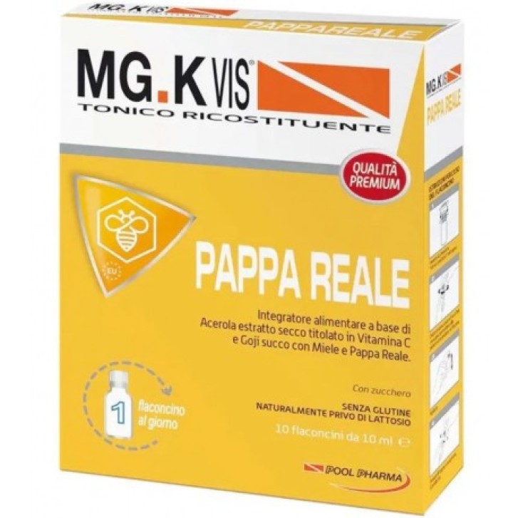 MG.K VIS Tonico Ricostituente Pappa Reale 10 Flaconcini 10ml Senza Glutine e Lattosio
