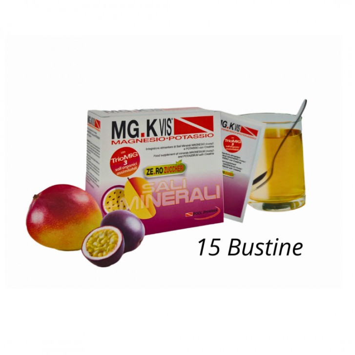 Integratore Energetico Magnesio Potassio Creatina Mango e Frutto Passione 15 Bustine - MG.K VIS