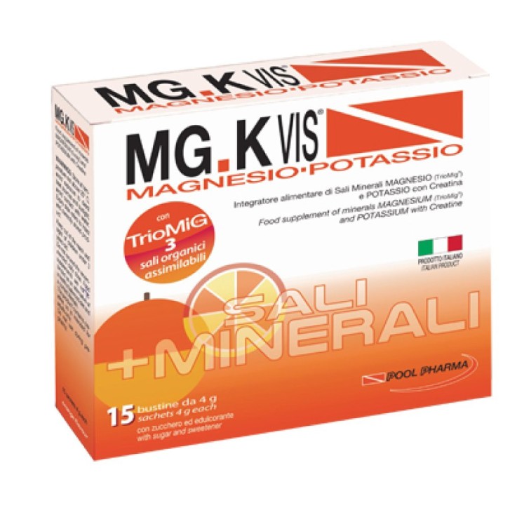 MG.K Vis Integratore Magnesio Potassio Creatina Energia Muscoli Arancia 15 Bustine - MG.K