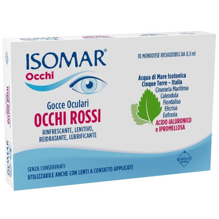 Isomar Gocce Oculari Reidratanti per Occhi Rossi Acido Ialuronico 0,20% 10x0,5ml Monodose