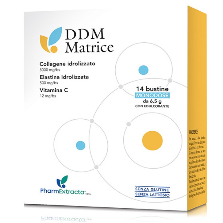 DDM Matrice Integratore Collagene Elastina Vitamina C per Pelle 14 Bustine - Pharmaextracta
