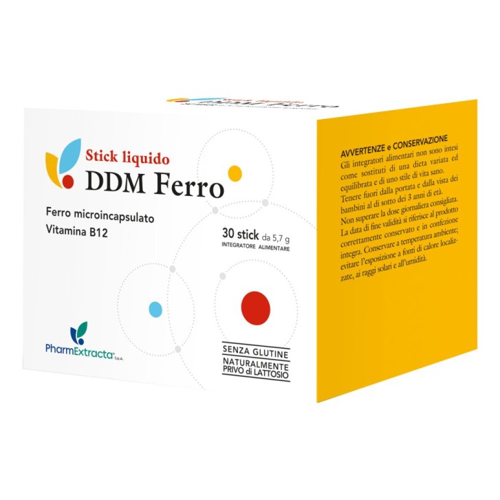 DDM Ferro Integratore Ferro Pirofosfato e Vitamina B12 Senza Glutine 30 Stick - Pharmextracta