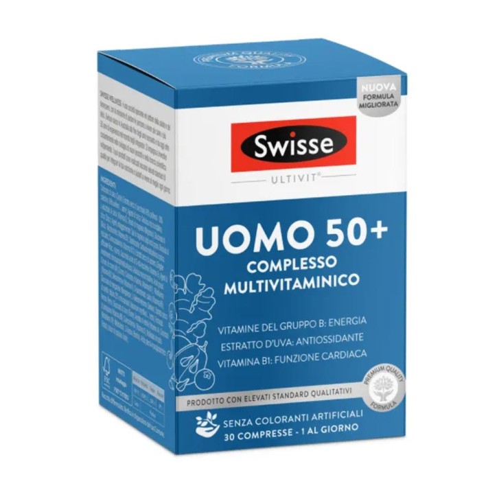 Multivitaminico Uomo 50+ Integratore Energia Immunità Funzione Cognitiva 30 Cpr - Swisse