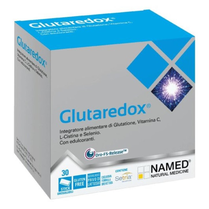 Glutaredox Integratore Antiossidante con Glutatione e Vitamina C 30 Stick Orosolubili - Named