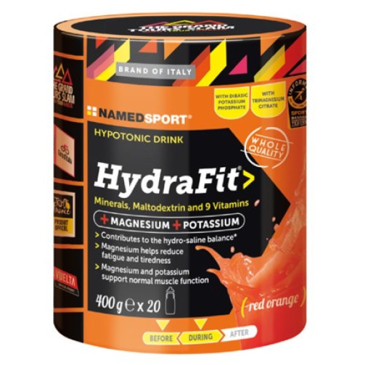 HydraFit Integratore Sportivo Idratante Sali Minerali e Vitamine 400g Arancia Rossa - NAMEDSPORT