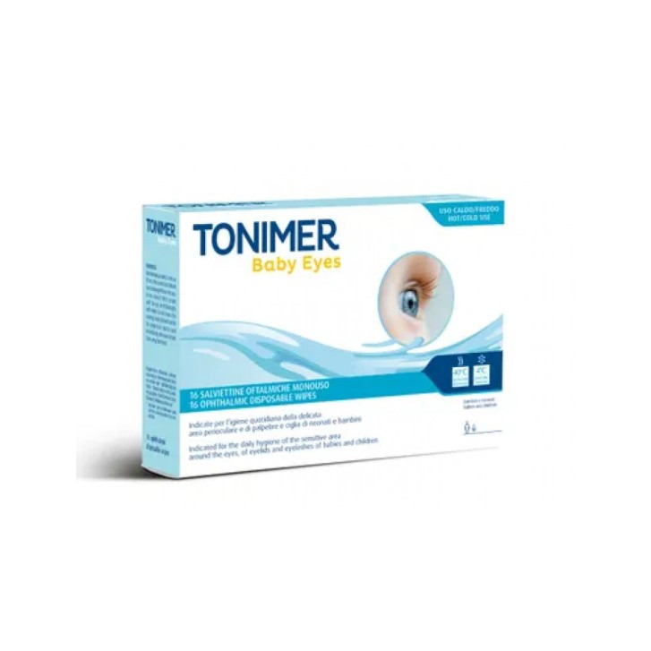 Salviettine Oftalmiche Baby Monouso Senza Profumo pH Tamponato 16 pezzi - Tonimer
