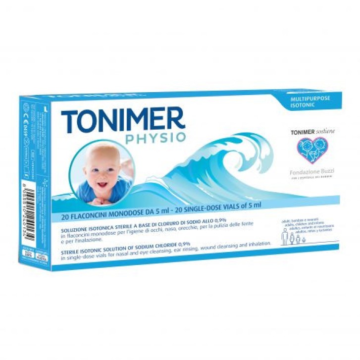 Soluzione Isotonica Sterile 0,9% NaCl per Naso Occhi Orecchie 20x5ml Monodose - Tonimer