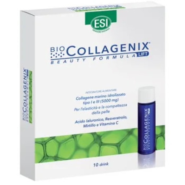 Biocollagenix Integratore Anti-Age Collagene Marino e Acido Ialuronico 10x30ml - ESI